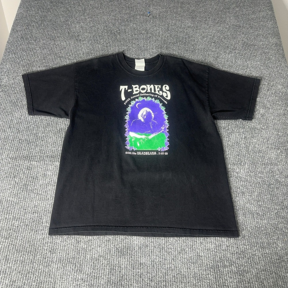 Vintage T-Bones Deadbeats Jerry Garcia Shirt Mens XL Black 1999 Concert Gildan